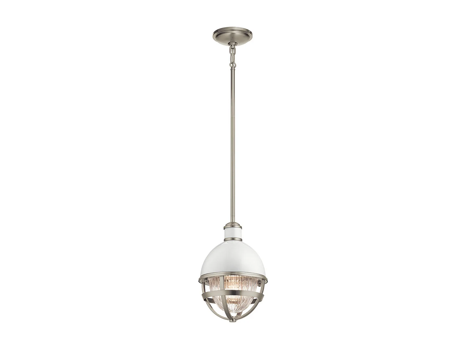 Elstead Kichler Tollis Globe Pendel Taklampa Borstad Nickel & Vit
