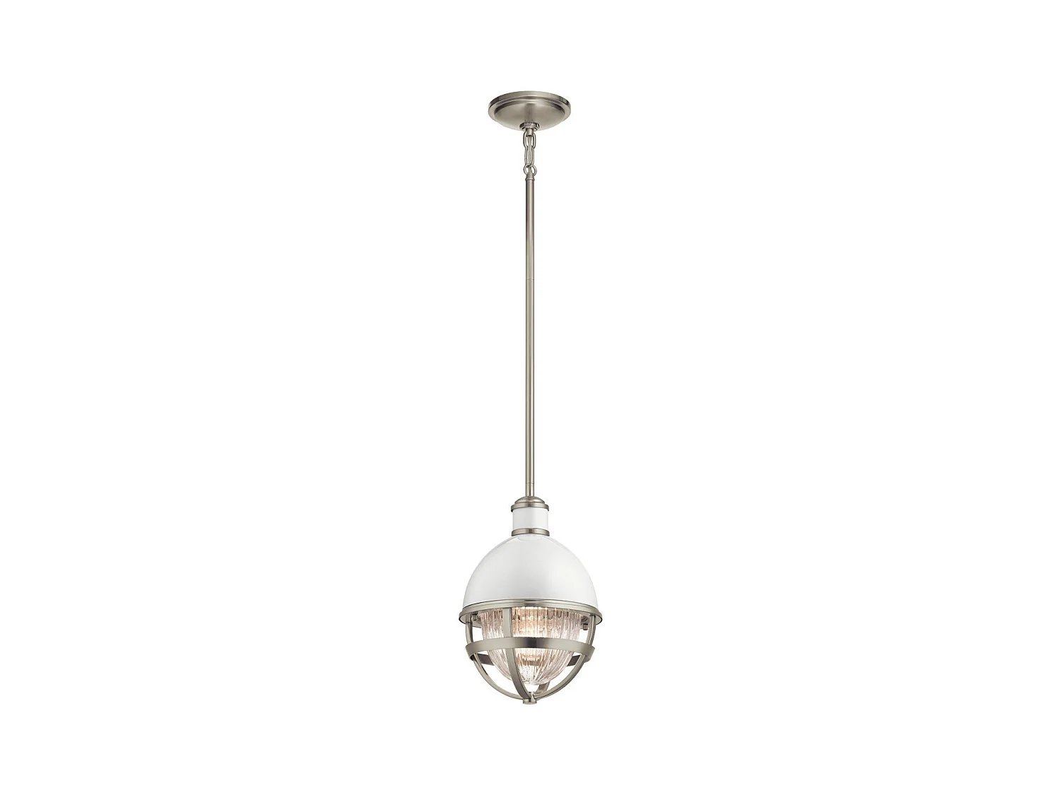 Elstead Kichler Tollis Globe Suspension Plafonnier Nickel Brossé & Blanc