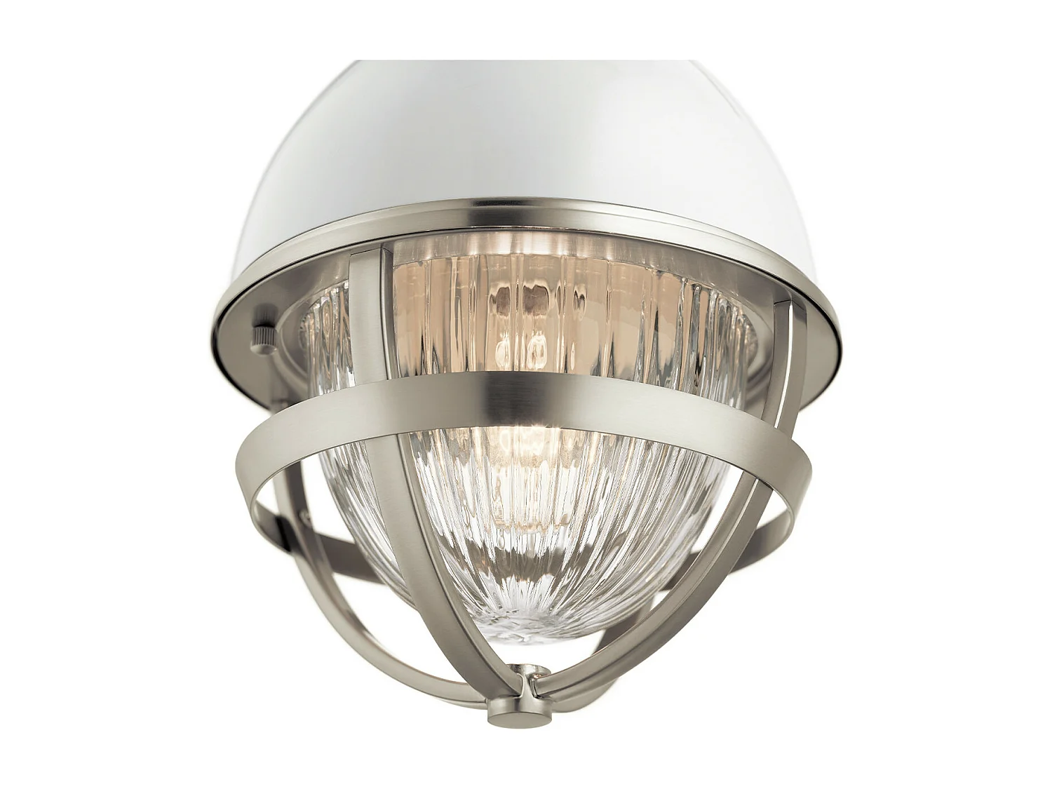 Elstead Kichler Tollis Globe Suspension Plafonnier Nickel Brossé & Blanc