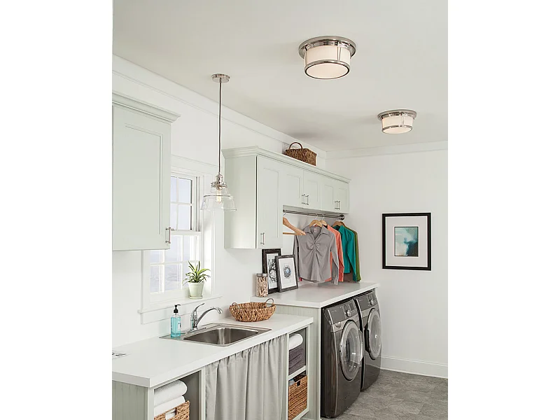 Elstead Baskin - 1 licht Dome Deckenanhänger aus poliertem Nickel, E27