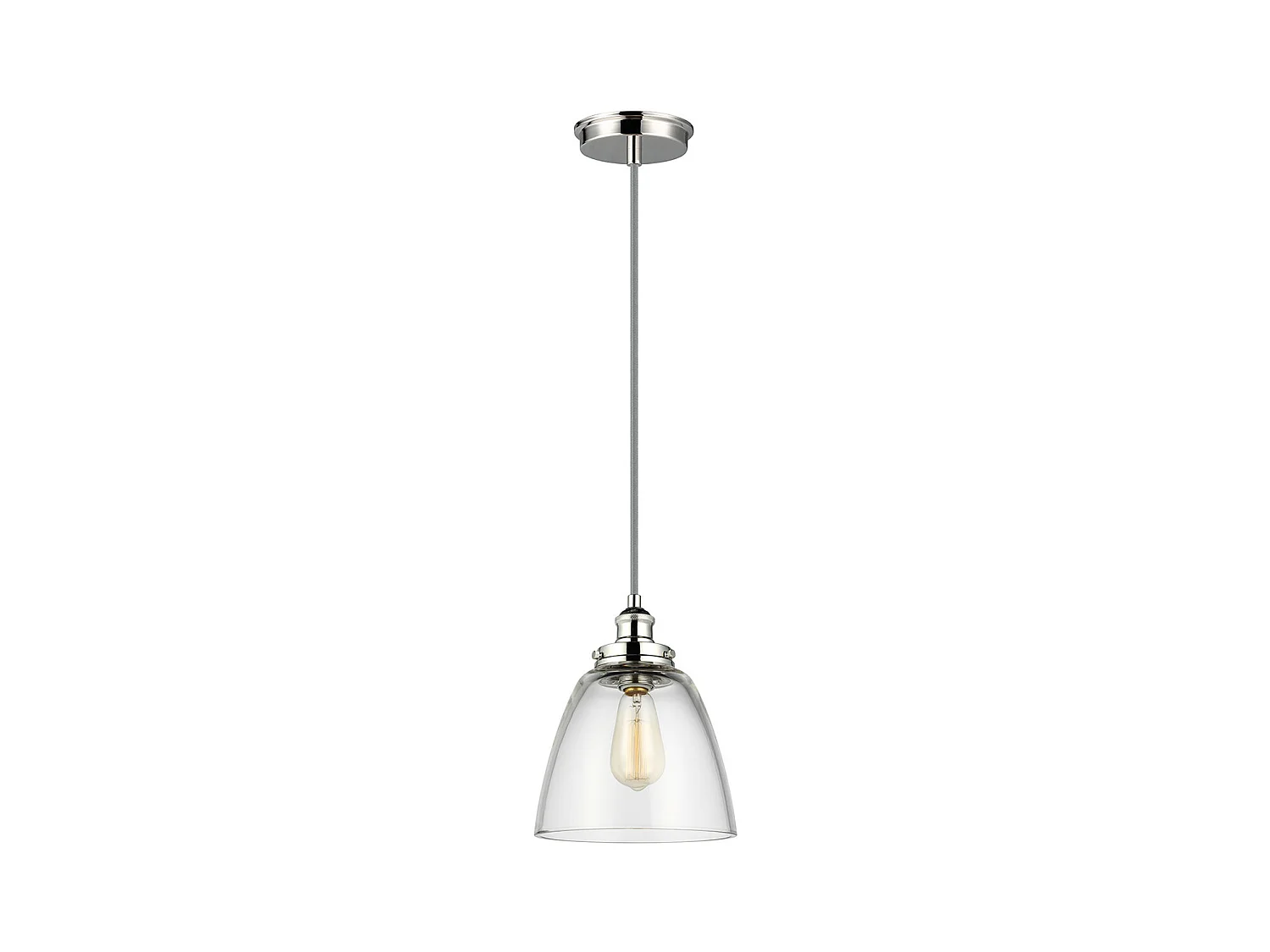 Elstead Baskin Luminaire suspendu à 1 ampoule en forme de dôme, nickel poli, E27