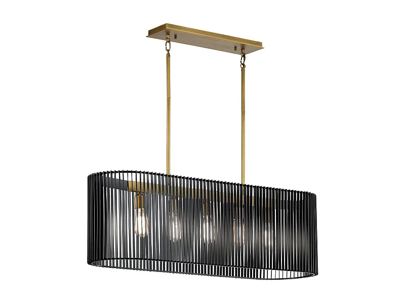 Elstead Kichler Linara Trådram Pendel Takljus Svart & Naturmässing