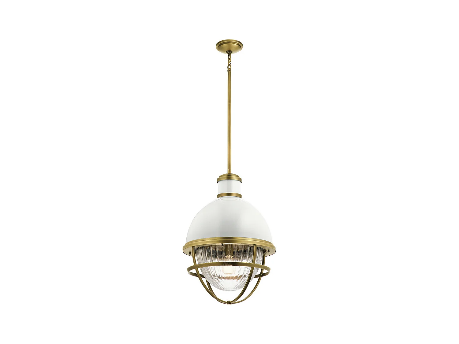 Elstead Kichler Tollis Globe Suspension Plafonnier Laiton Naturel & Blanc
