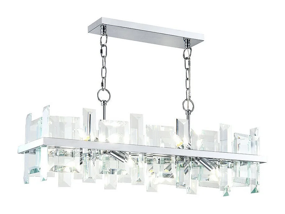 Cerezo Lampada a Sospensione da Soffitto Cromata, 8 Luci, E14