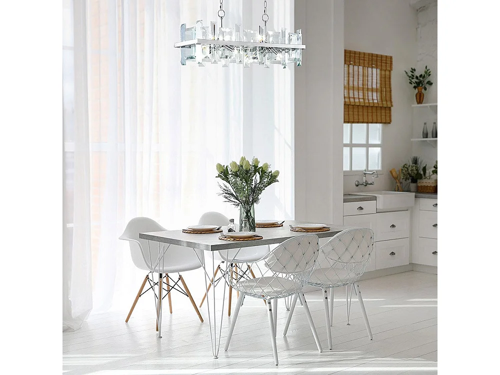 Cerezo Lampada a Sospensione da Soffitto Cromata, 8 Luci, E14