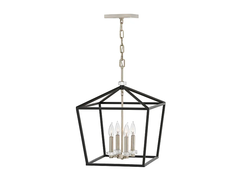 Elstead Hinkley Stinson Lanterne Lampada da soffitto a sospensione nera con nichel lucido