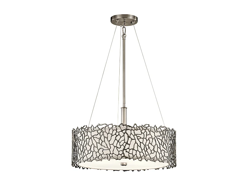 Elstead Coral - Sospensione a 3 luci da soffitto classica in peltro, corallo argento, attacco E27