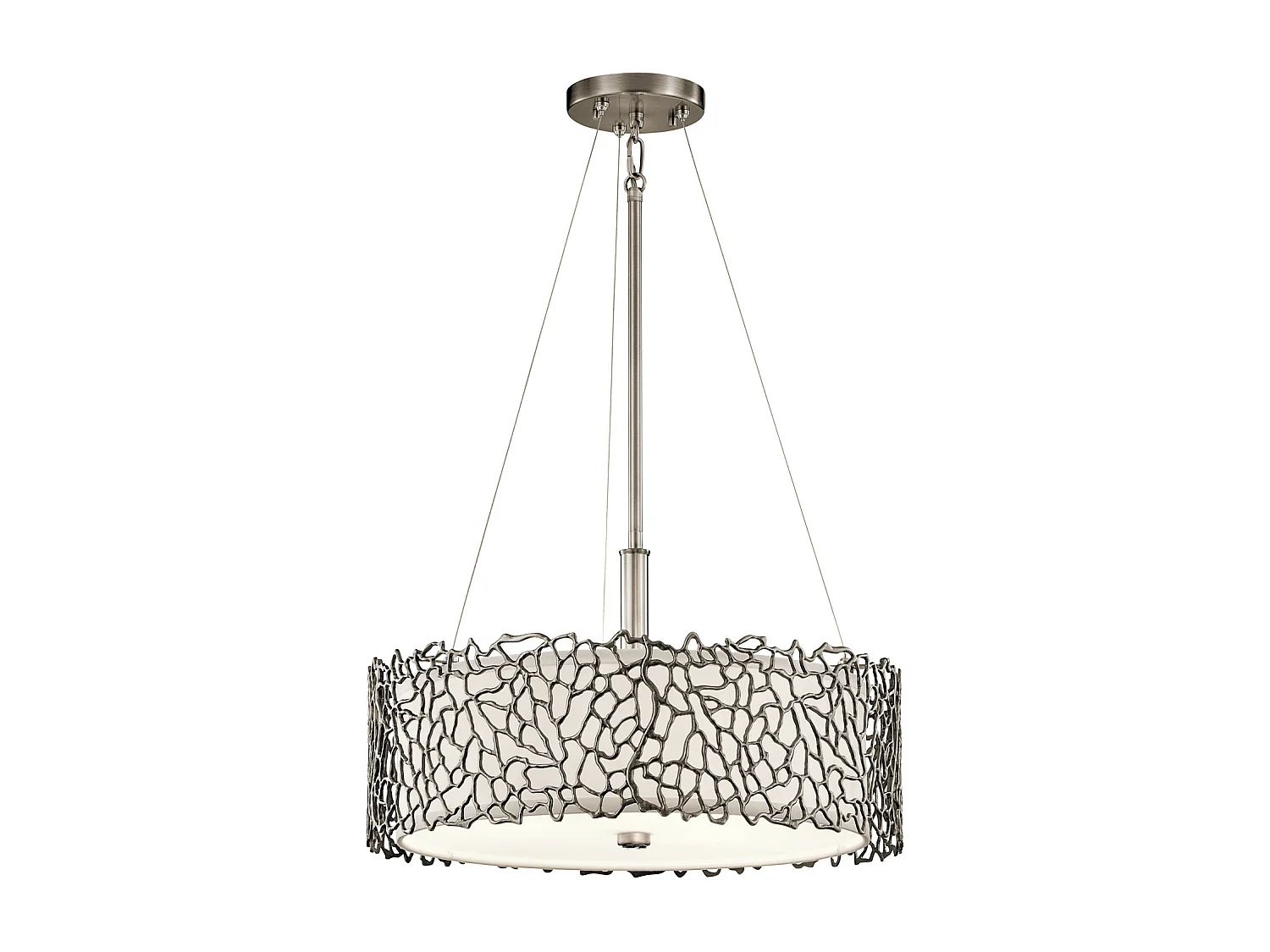 Elstead Coral - Sospensione a 3 luci da soffitto classica in peltro, corallo argento, attacco E27