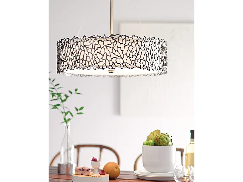 Elstead Coral - Sospensione a 3 luci da soffitto classica in peltro, corallo argento, attacco E27