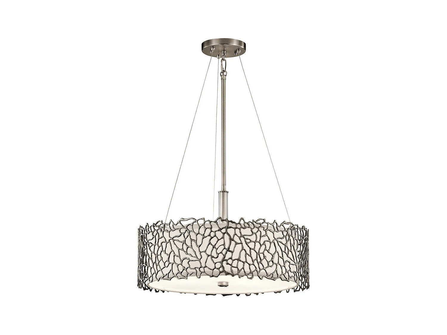 Elstead Coral Luminaire suspendu à 3 ampoules à montage double pour plafond en étain classique, corail argenté, E27