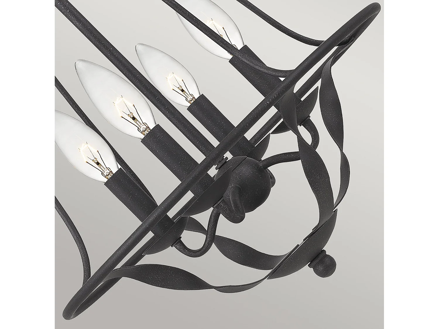 Lampadario Industrial Nordico Bradbury Acciaio Grigio Cenere 4 Luci E14