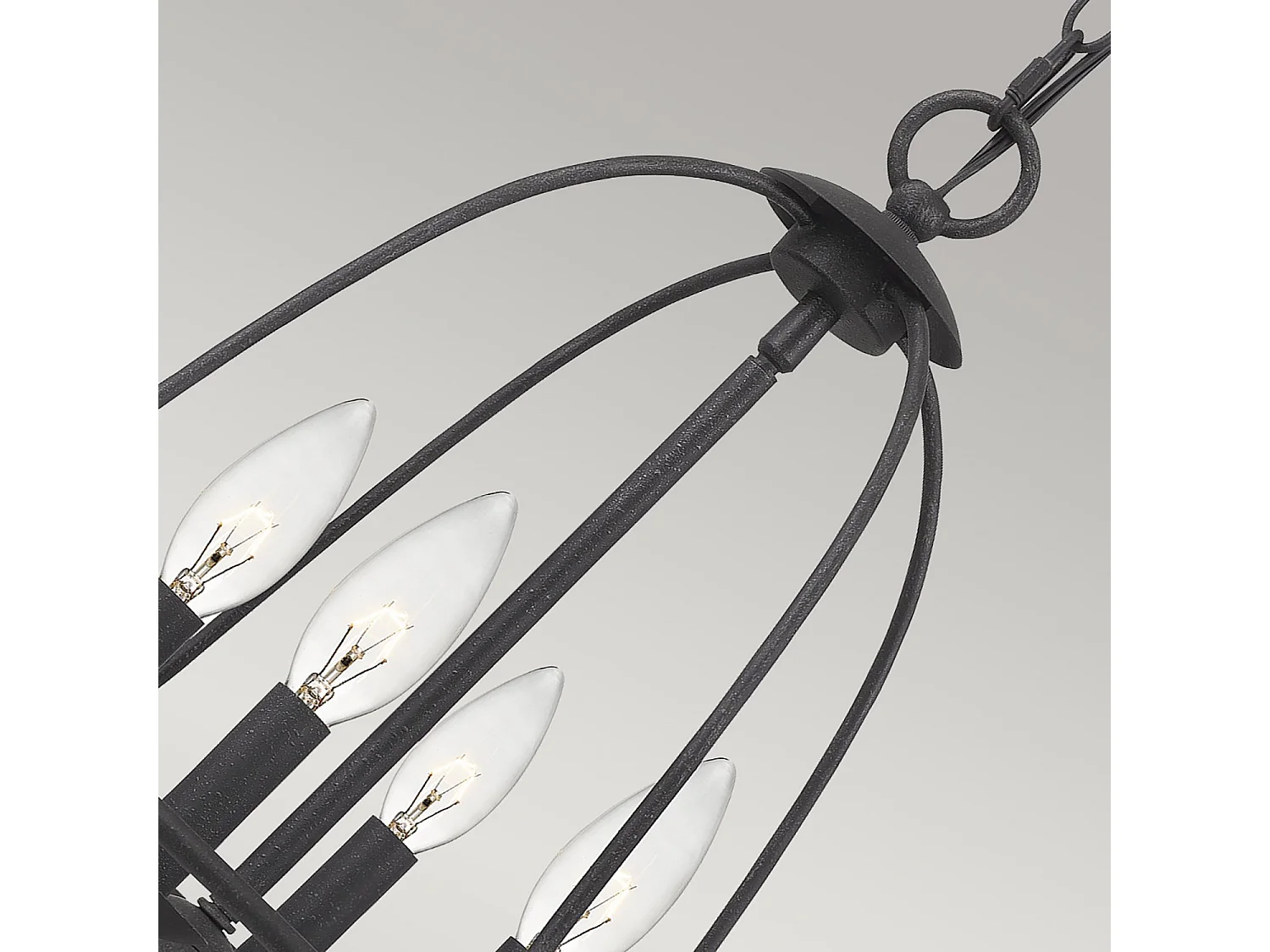 Lampadario Industrial Nordico Bradbury Acciaio Grigio Cenere 4 Luci E14