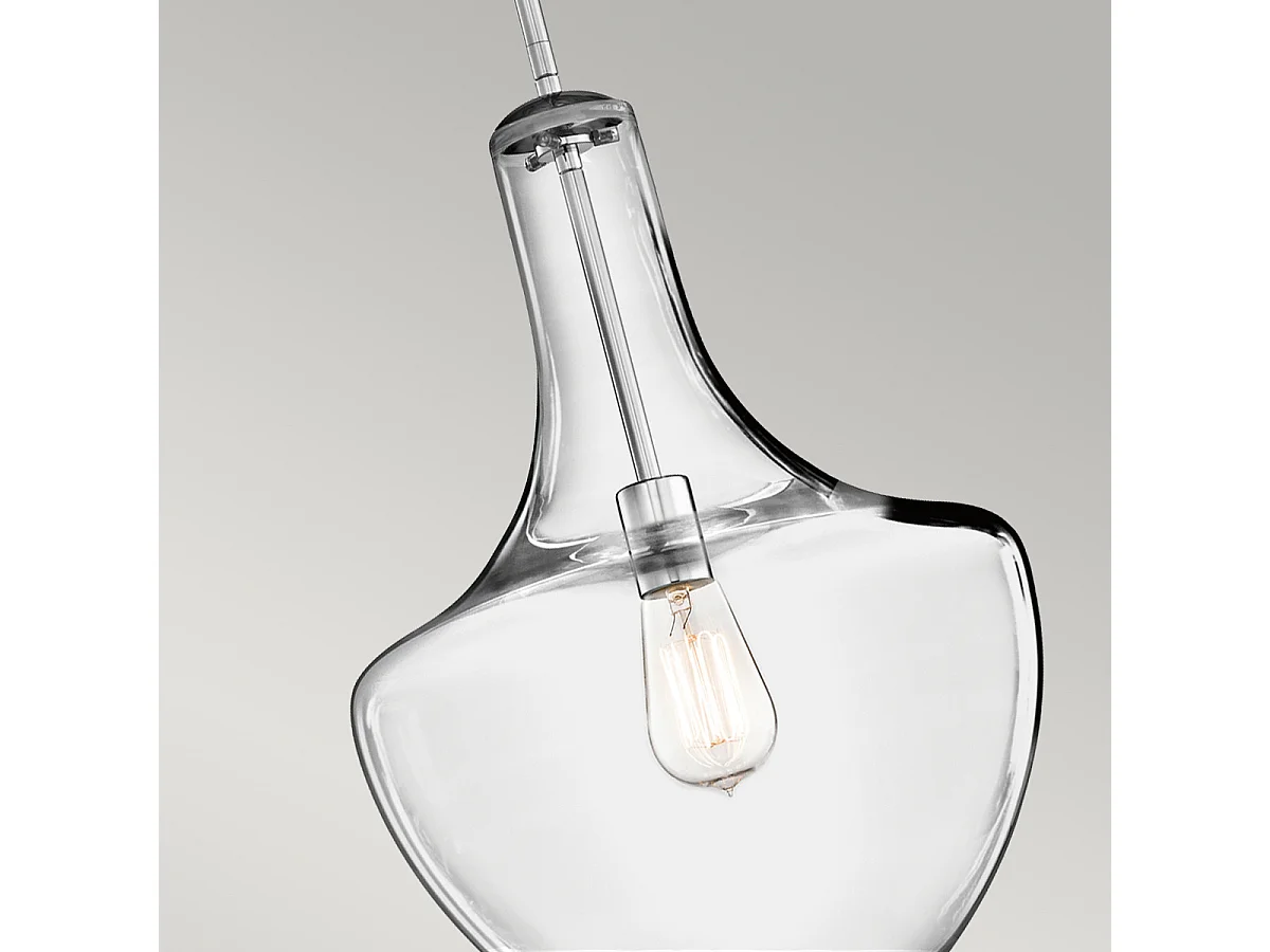 Elstead Everly 1 ljus medellång kupol takhänglampa krom, E27