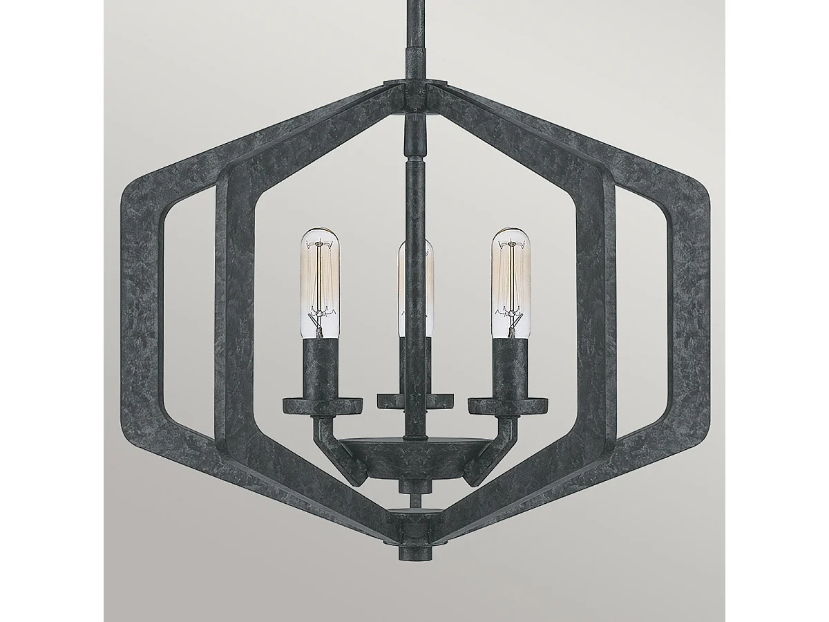 Elstead Quoizel Vanguard Drahtgestell-Pendel-Deckenleuchte Altschwarz