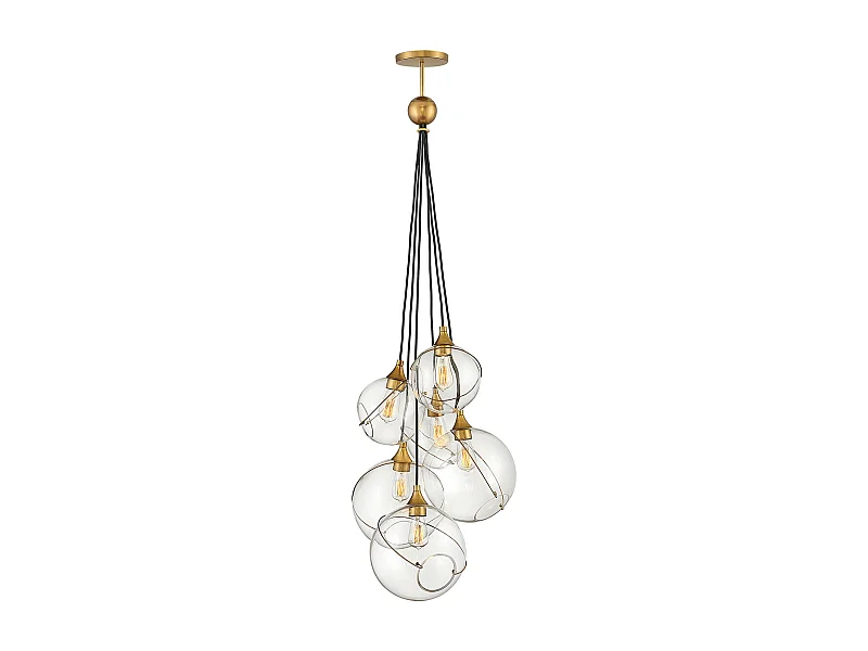 Lampadario Industrial Nordico Skye Acciaio Ottone Antico 6 Luci E27