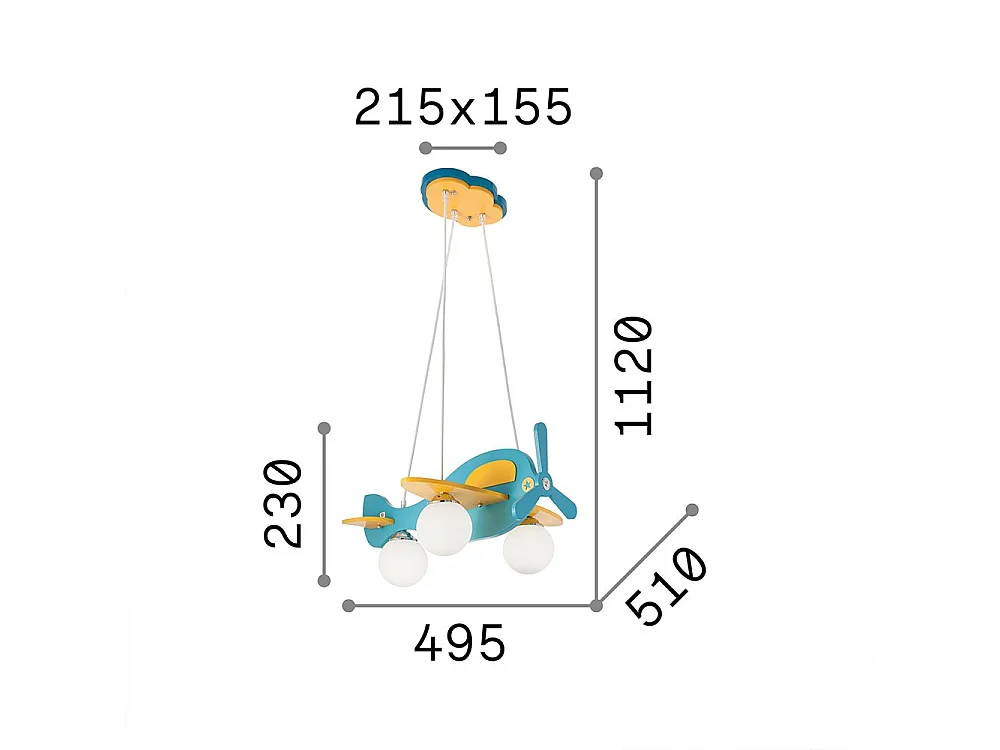 Ideal Lux Avion - Roter und grüner Flugzeuganhänger, E14