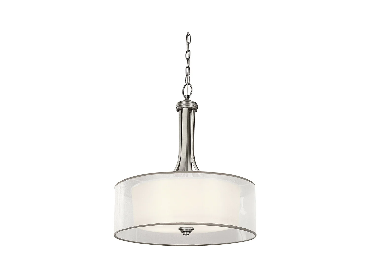 Grande suspension à 4 ampoules Elstead Lacey, étain antique, E27