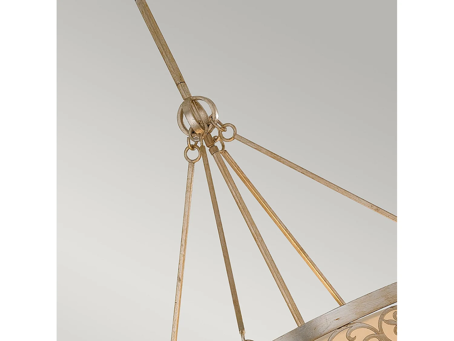 Lampadario Contemporaneo Arabesque Acciaio Foglia Argento Vetro 4 Luci E27