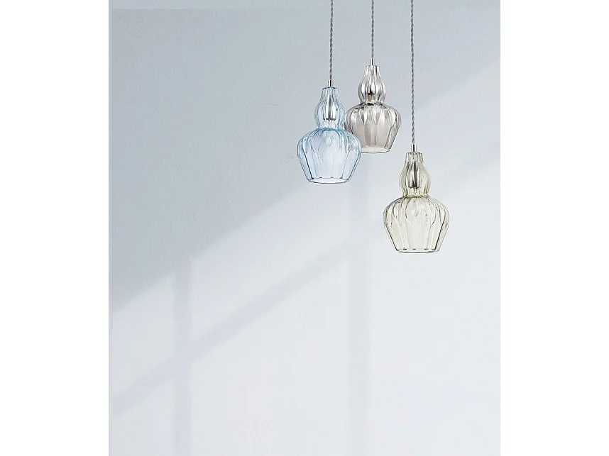 Eustoma Dome Decken-Pendelleuchte Nickel, 1-flammig, E14