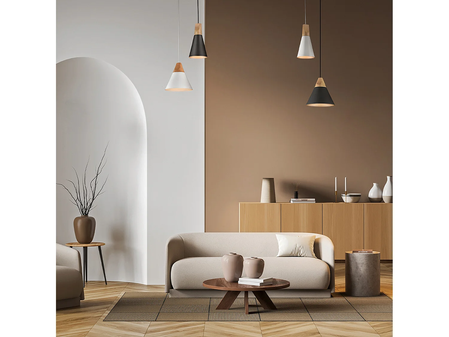 Bicones Lampada a Sospensione Dome Soffitto Nera, 1 Luce, E27