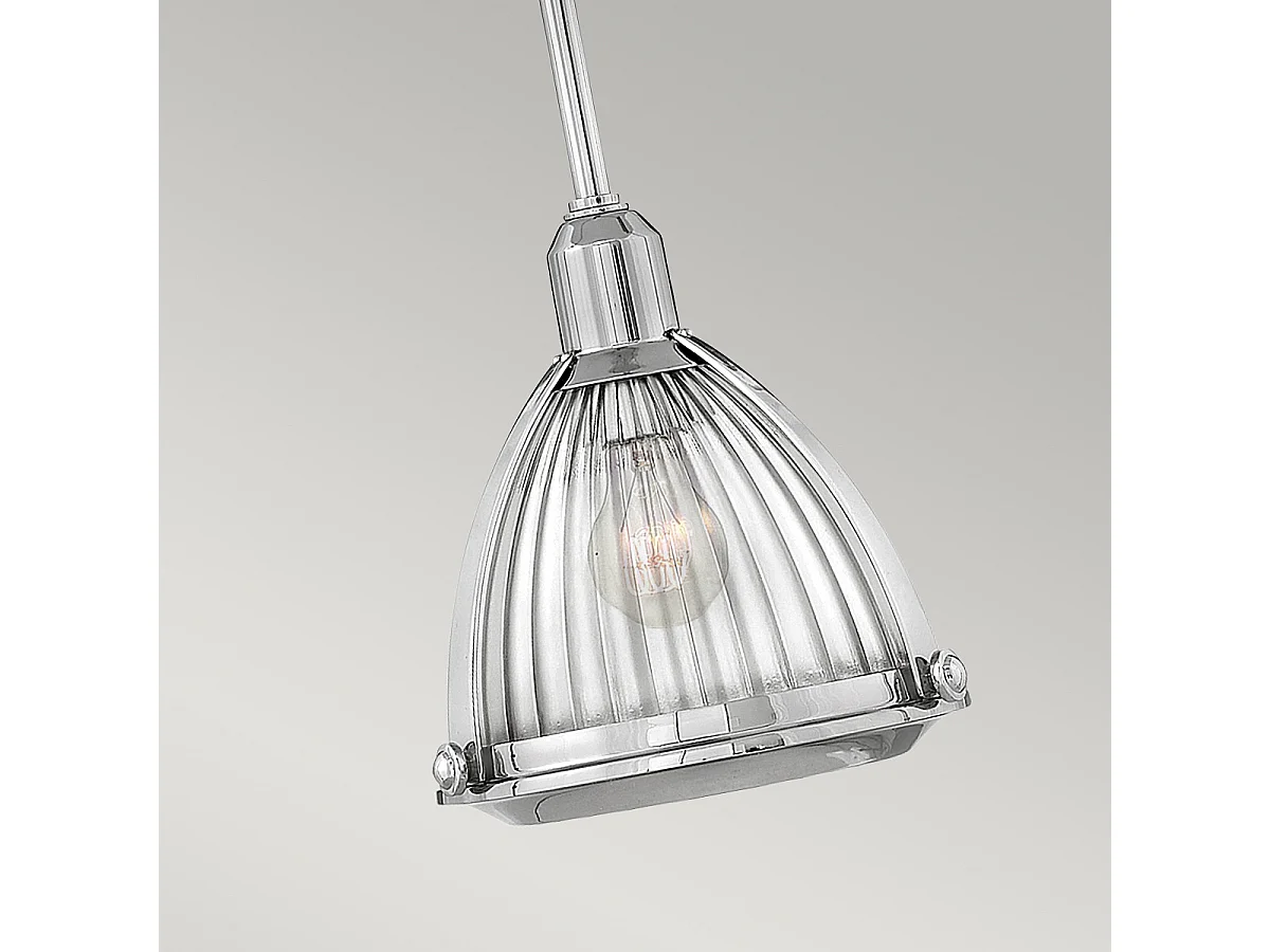 Sospensione Contemporanea Elroy Acciaio Nichel Lucido Vetro 1 Luce E27