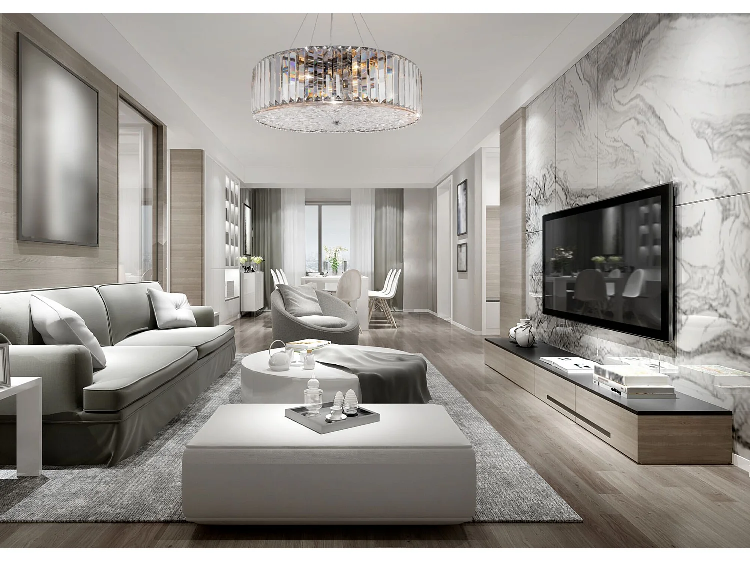 Maytoni Recinto Plafón Modern Recinto 6 Luces Cromo Cristal