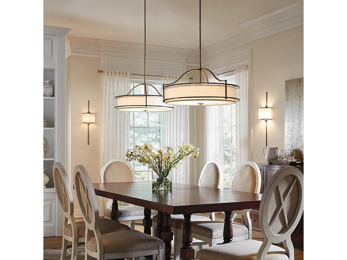 Elstead Emory - Lampadario a sospensione rotondo a 4 luci semi-filo in peltro, E27