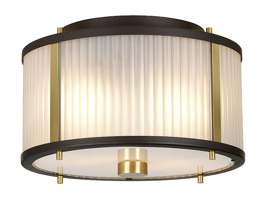 Corona Cylindrical 2 Light Pendel, Museum Brons, Frostat Glas