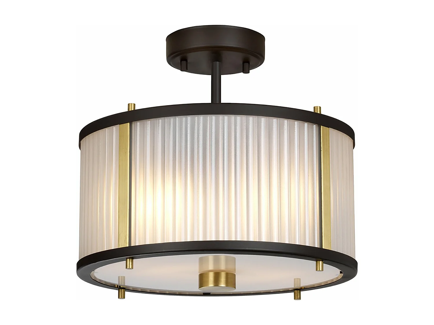 Corona Cylindrical 2 Light Pendel, Museum Brons, Frostat Glas