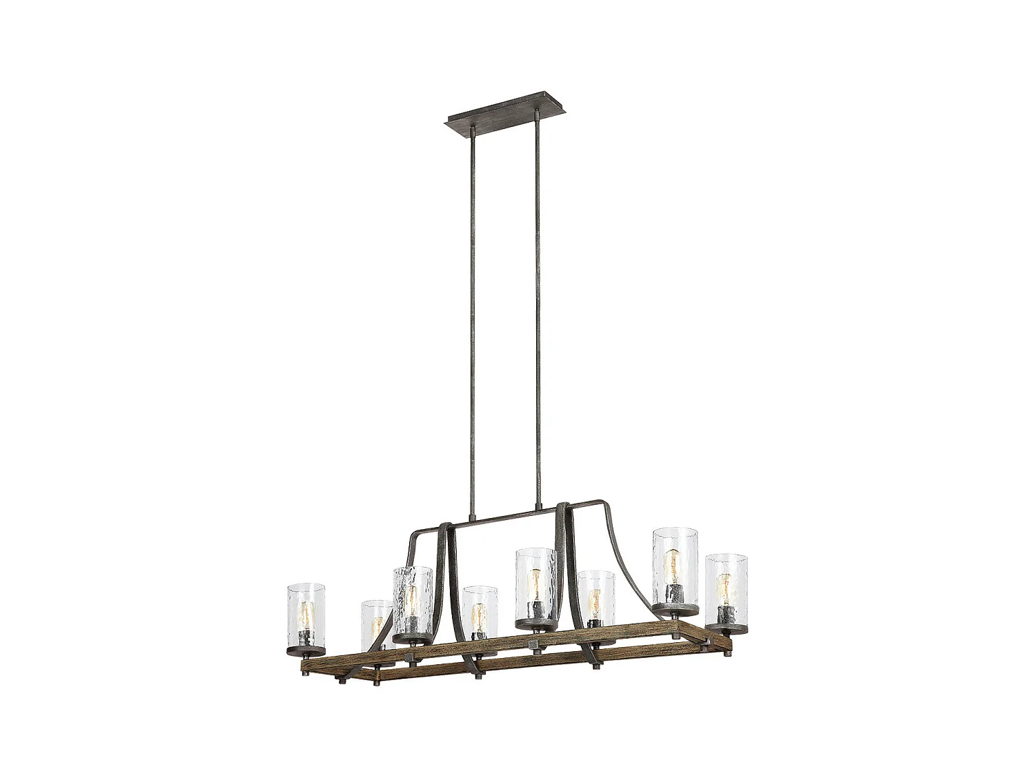 Angelo Feiss Lustre à 8 Lumières Chêne Vieilli