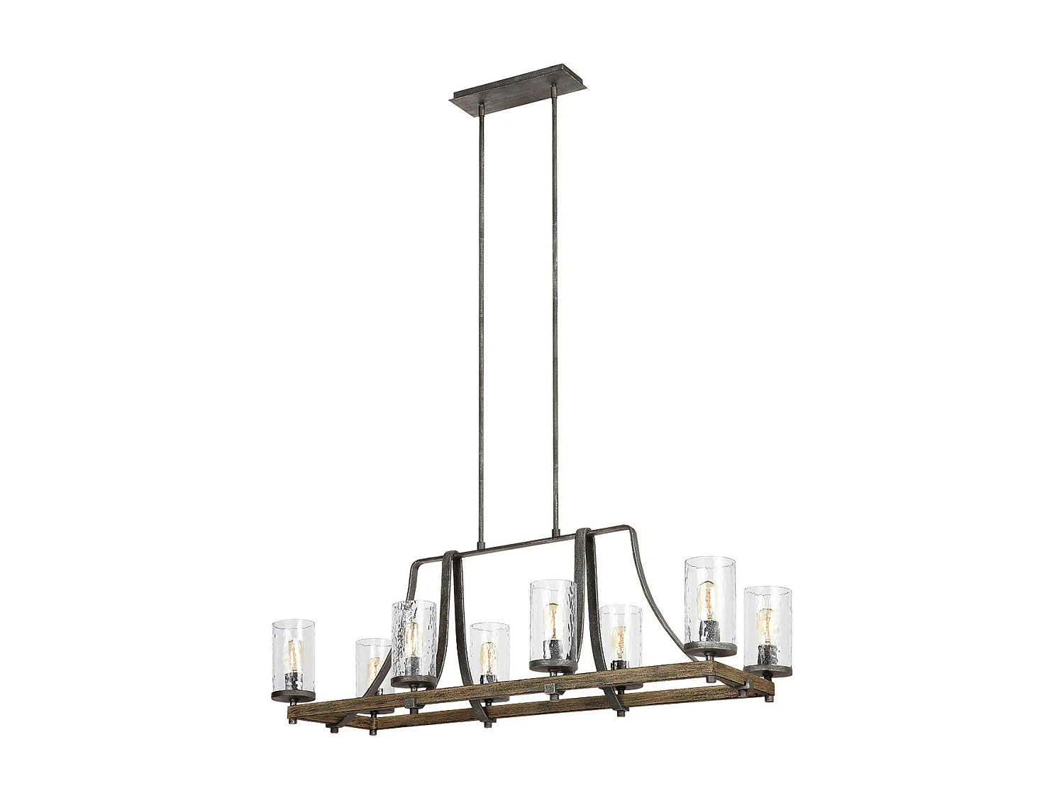 Lampadario Industrial Angelo Acciaio Anticato Metallo Vetro Grigio 8 Luci E27