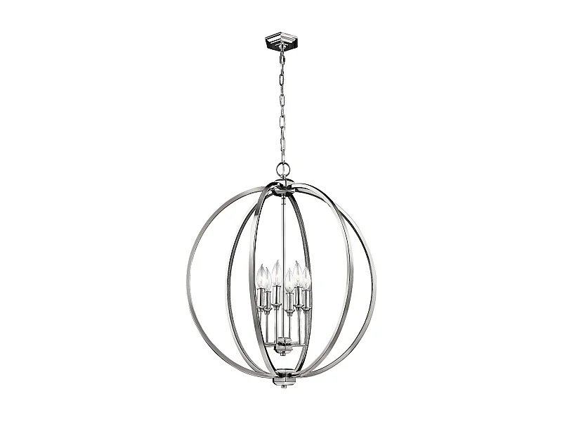 Elstead Corinne Luminaire suspendu sphérique à 6 ampoules au fini nickel poli, E14