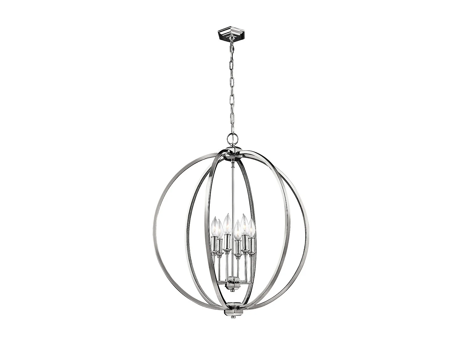 Elstead Corinne - Sospensione a soffitto sferica a 6 luci nichel lucido, E14