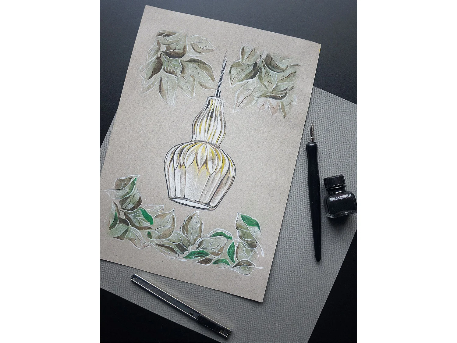 Eustoma Lampada a Sospensione a Soffitto Dome Nichel, 1 Luce, E14