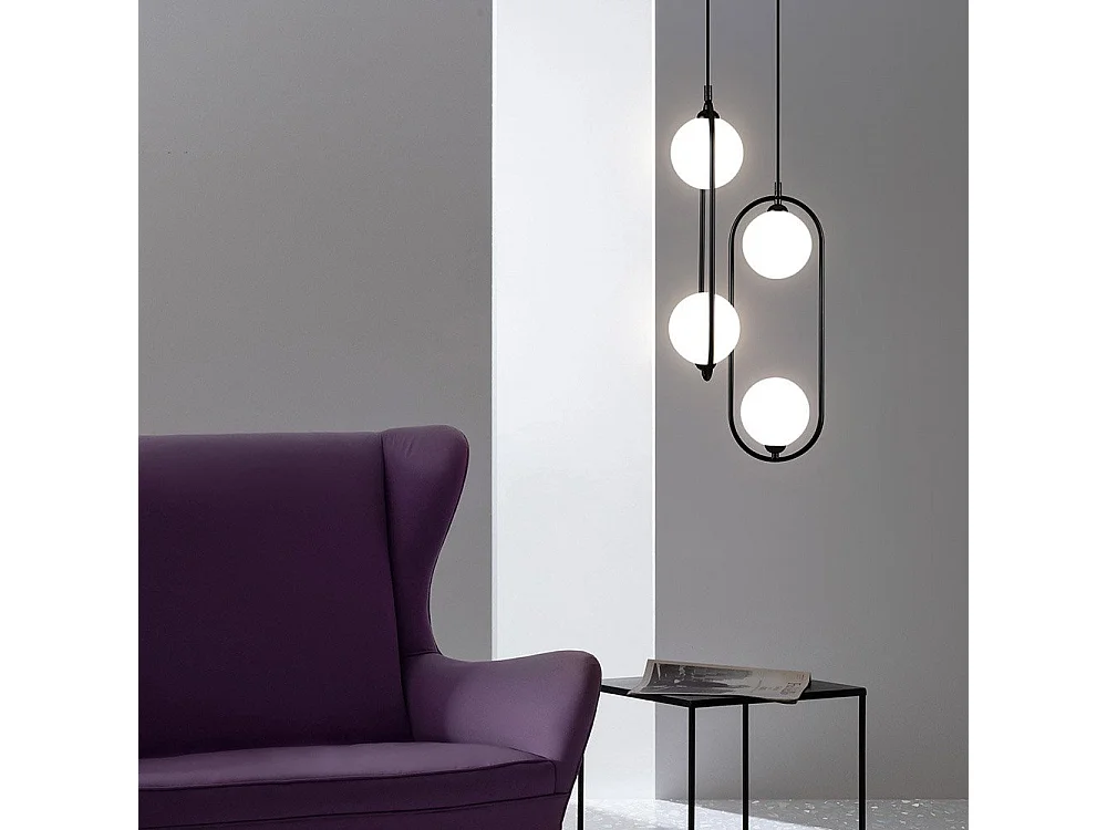 Maytoni Ring Abat-jour en verre de plafonnier moderne à 2 lumières en forme d'anneau noir