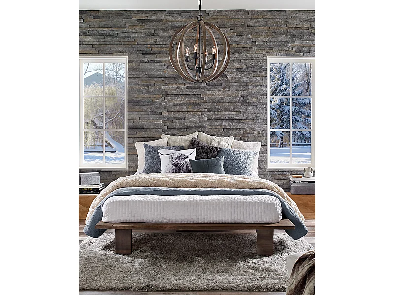 Elstead Allier - Sospensione a soffitto a gabbia sferica a 4 luci legno scuro, ferro antico, attacco E14