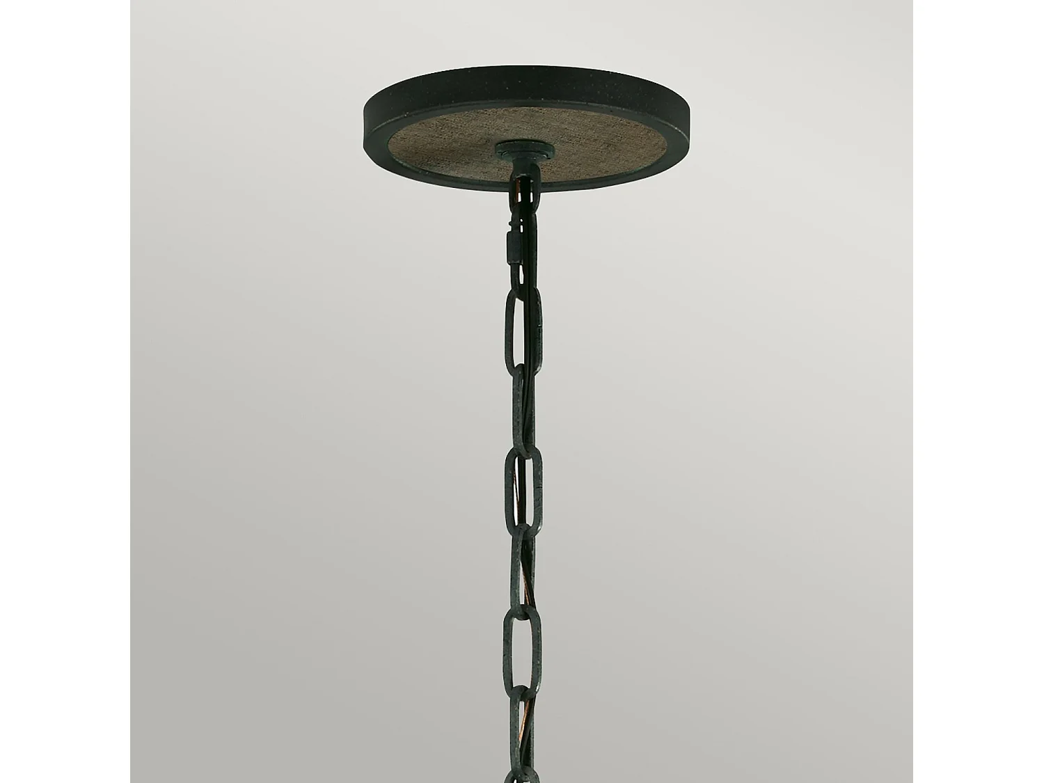 Elstead Allier - Sospensione a soffitto a gabbia sferica a 4 luci legno scuro, ferro antico, attacco E14