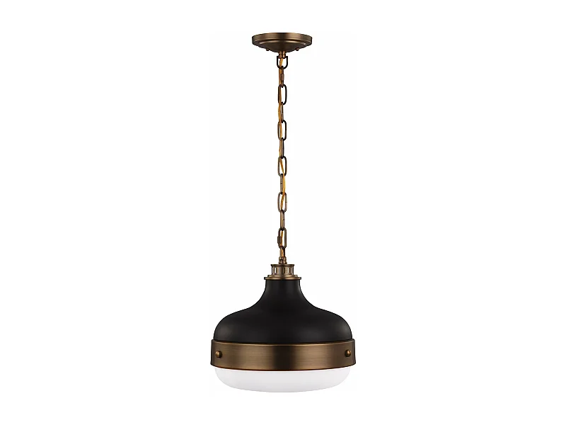 Lampadario Contemporaneo Cadence Acciaio Ottone Antico Vetro Nero 2 Luci E27