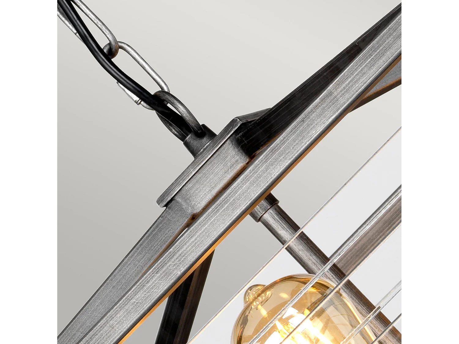 Lampadario Industrial Nordico Louvre Acciaio Ccanna Di Fucile Vetro 6 Luci E27