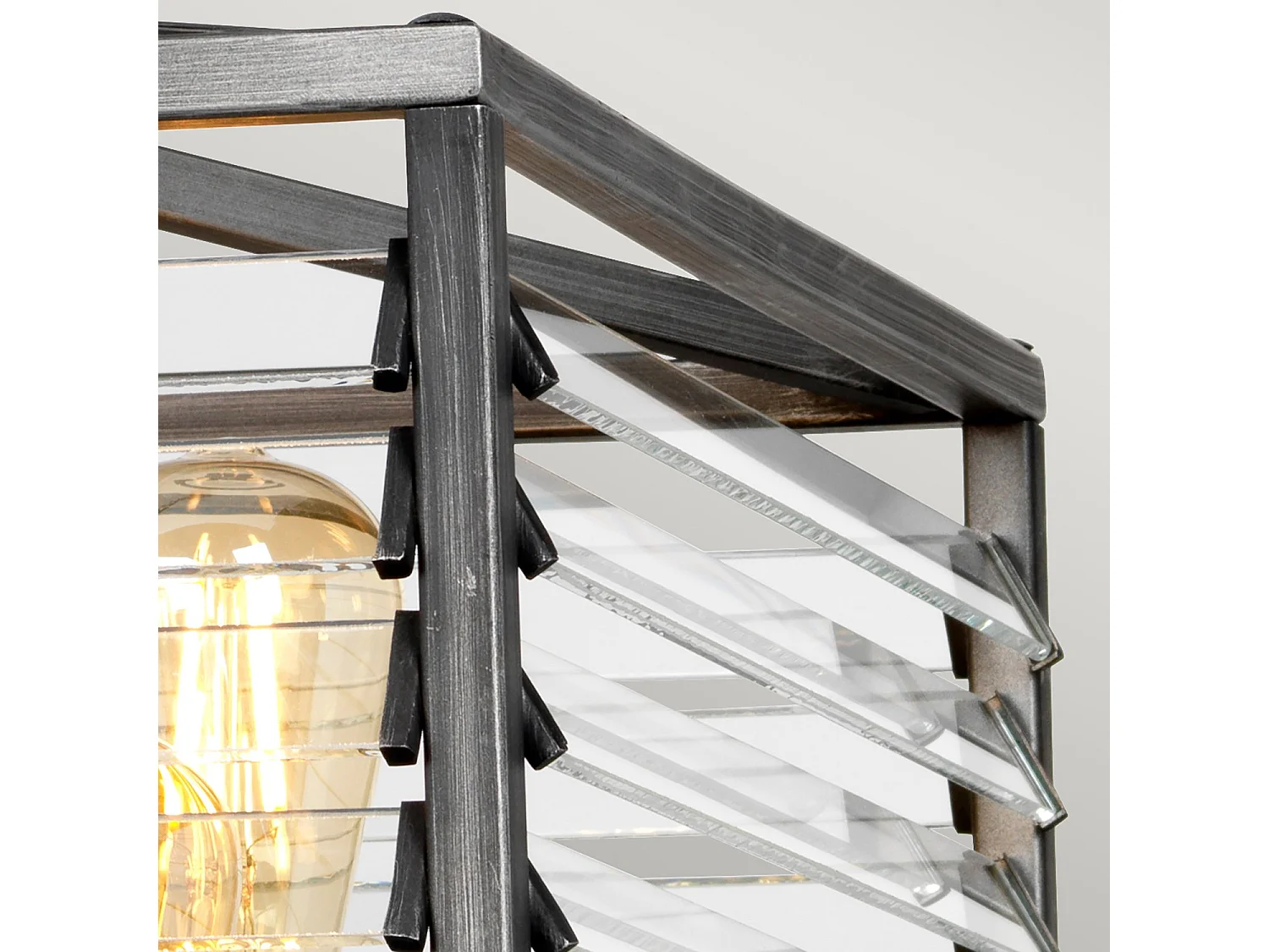 Lampadario Industrial Nordico Louvre Acciaio Ccanna Di Fucile Vetro 6 Luci E27