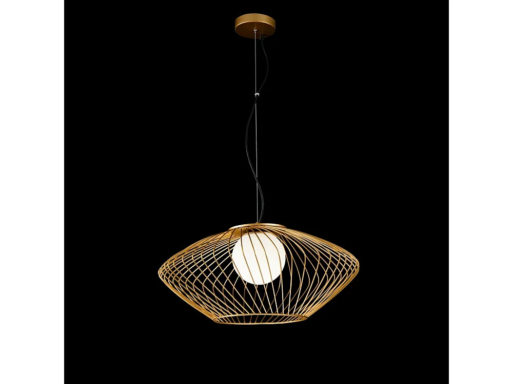 Plec Lampada a Sospensione a Soffitto Gabbia Oro, 1 Luce, E27