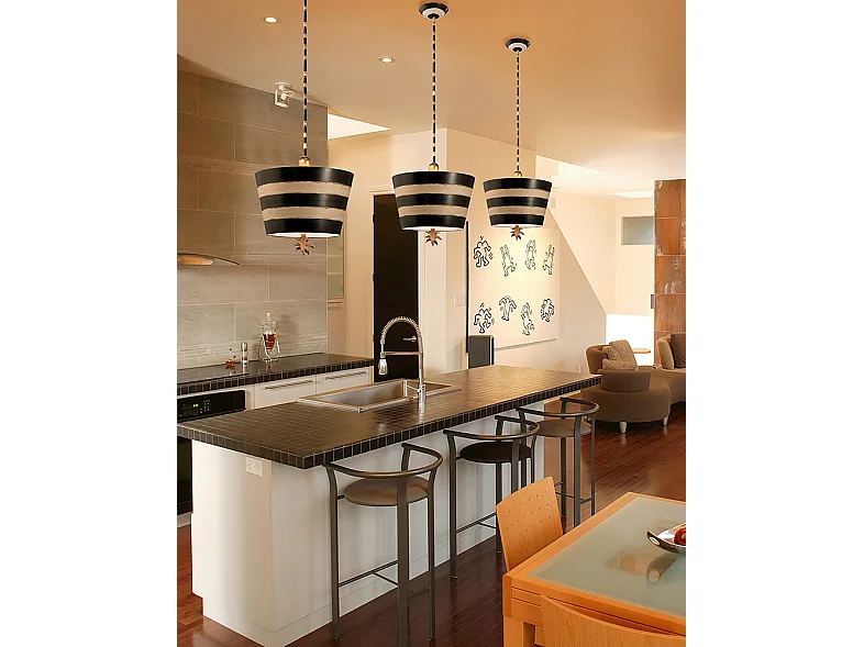 Elstead South Beach Suspension à 1 lumière, noir, crème, E27