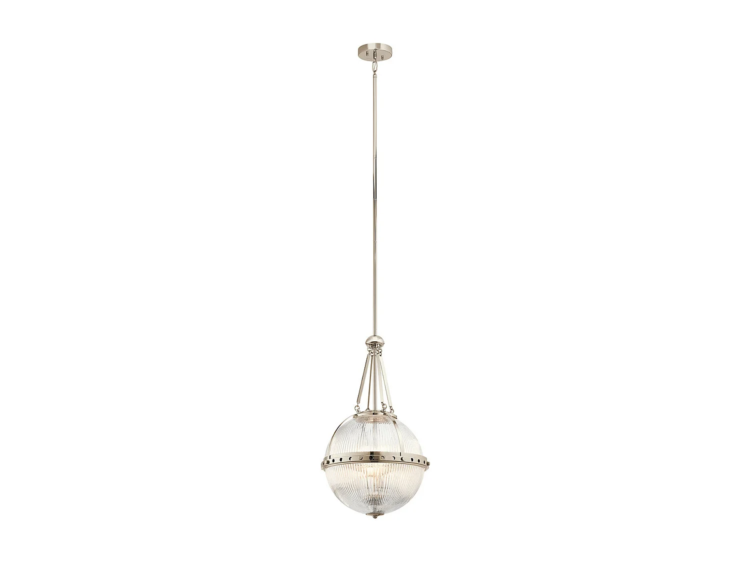 Elstead Aster - Lampadario a 3 luci globo nichel lucido, attacco E14