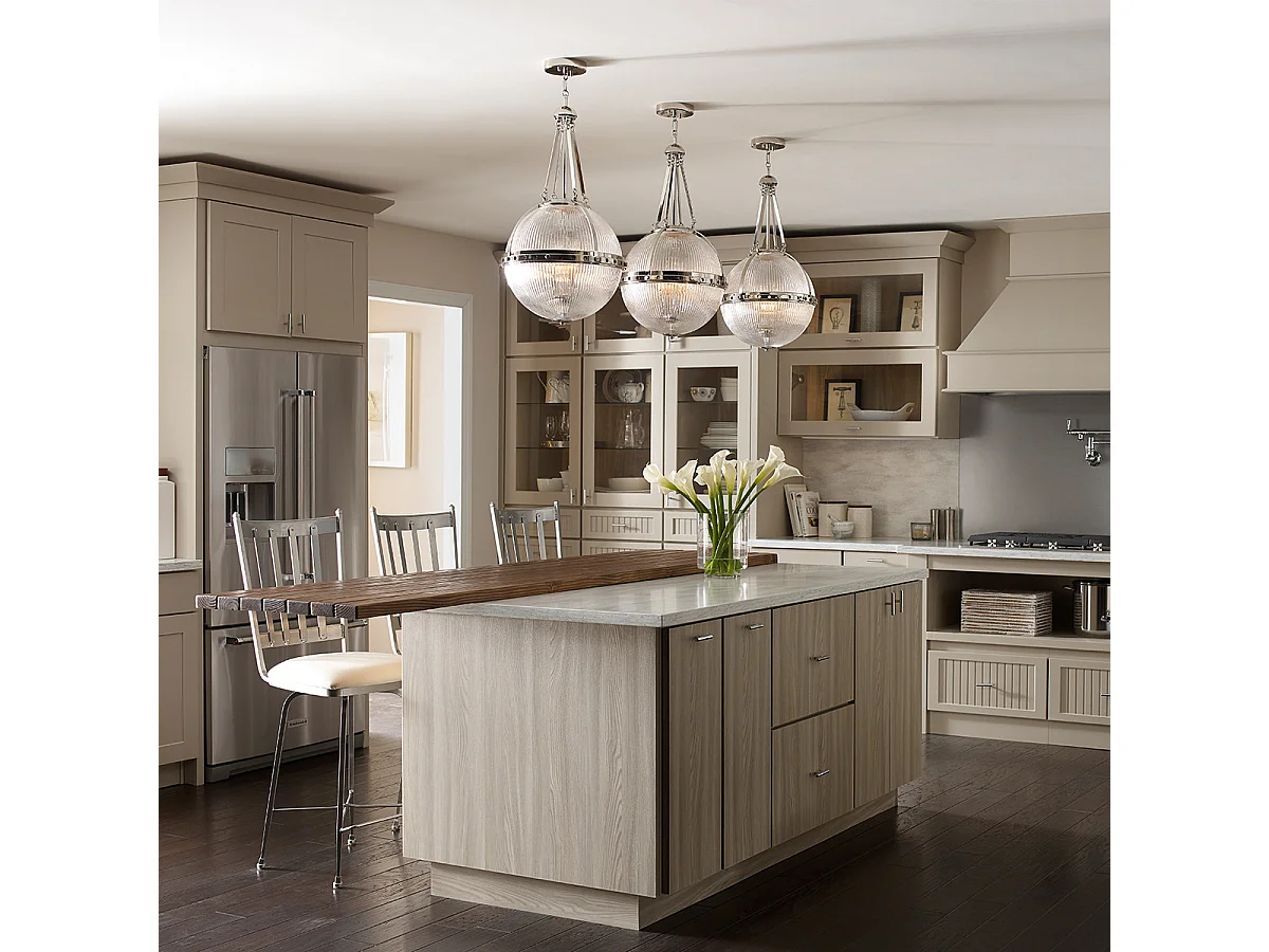 Elstead Aster - Lampadario a 3 luci globo nichel lucido, attacco E14