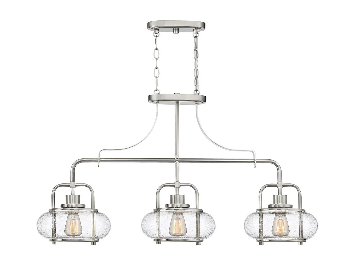 Lampada a sospensione Elstead Trilogy a 3 luci a isola, nichel spazzolato, attacco E27