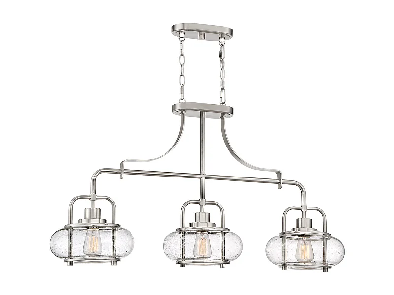 Elstead Trilogy 3 Light Island Pendel, Borstad Nickel, E27