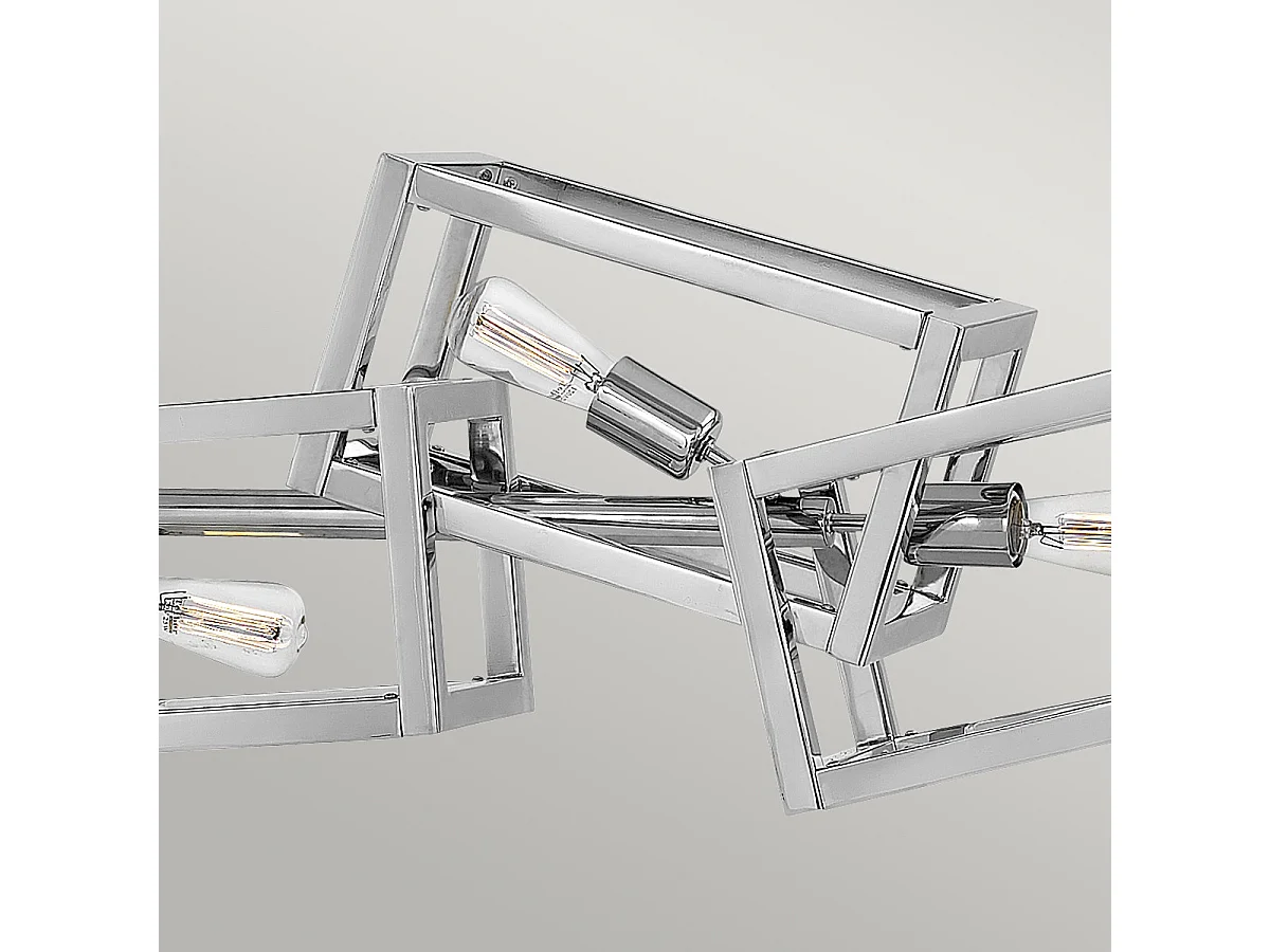 Lampadario Contemporaneo Ensemble Acciaio Nichel Lucido 6 Luci E27