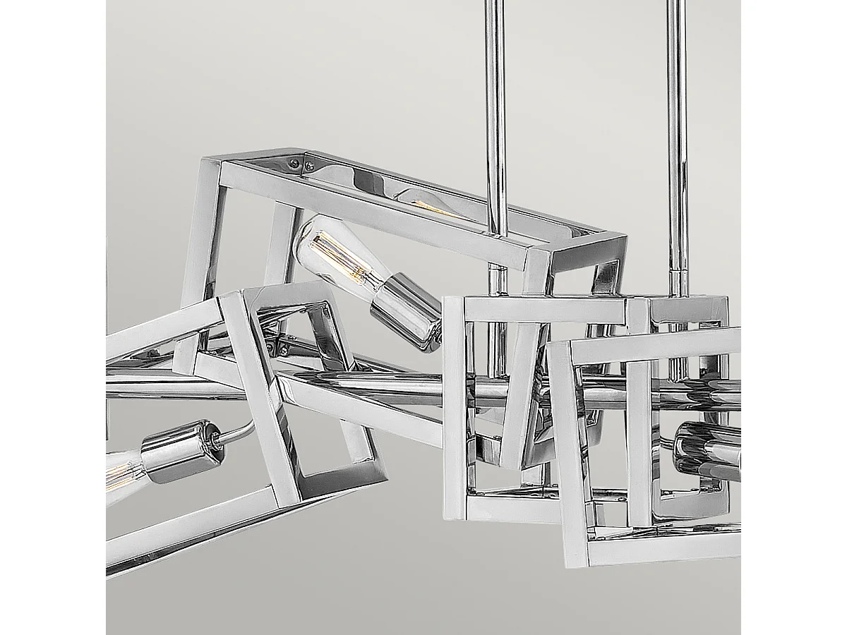 Lampadario Contemporaneo Ensemble Acciaio Nichel Lucido 6 Luci E27