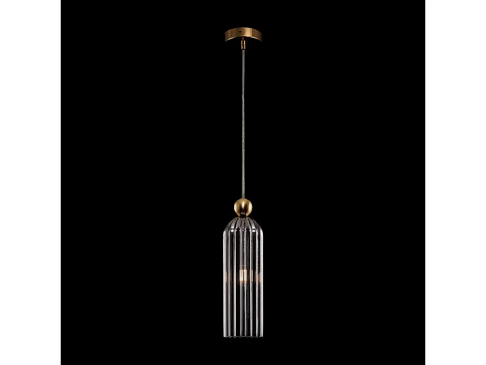 Maytoni Antic Lámpara de techo colgante moderna delgada dorada, pantalla gris cristal