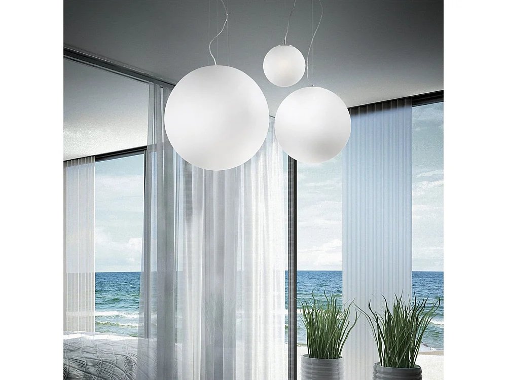 Ideal Lux Mapa Bianco - 1 licht Small Globe Deckenanhänger Weiß, E27